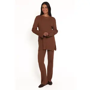 Silvie Long Sleeve Knitted Set - Chocolate
