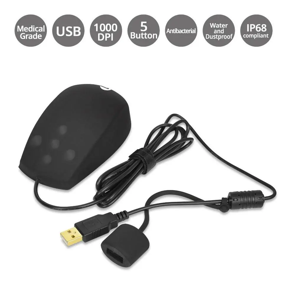 SIIG Medical Grade Antibacterial Washable & Dustproof USB Mouse with Button Type Scroll