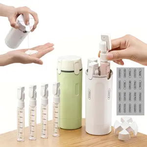 4-in-1 Travel Bottles for Toiletries, Travel Pump Bottle，Leak-Proof Shampoo Conditioner Lotion Dispenser with Pump, Compact No-Spill Toiletry Containers for Travel & Business Trips