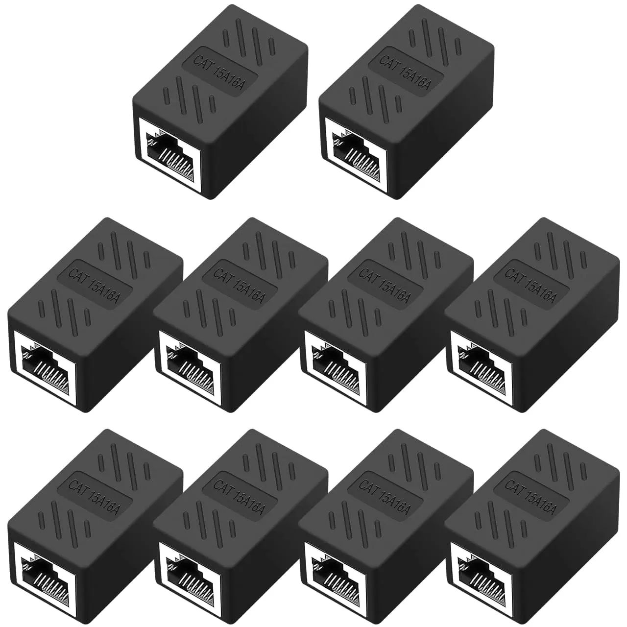 SGElectronix 10-Pack RJ45 Coupler - Ethernet Repeater Extender for Cat6, Cat7, Cat5e, Cat5 Ethernet Cables, High-Speed Transmission, Plug-and-Play, Black