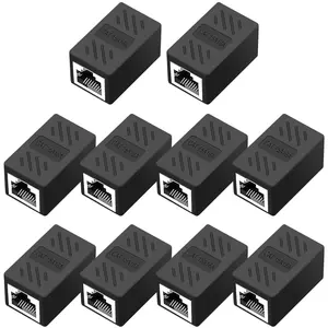 SGElectronix 10 Pack RJ45 Cat6 Cat7 Cat5e Cat5 Coupler Ethernet Extender Connector High Speed Transmission Plug and Play Black