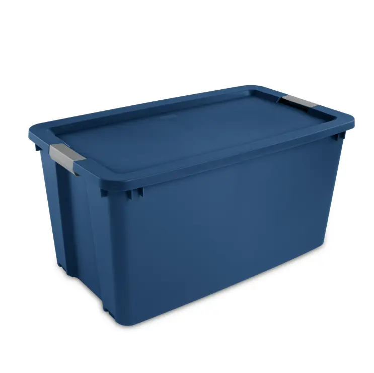 45 Gal Extra-Large Wheeled Plastic Storage Bin with Latch Lid, Blue Home Organizer Storage Container