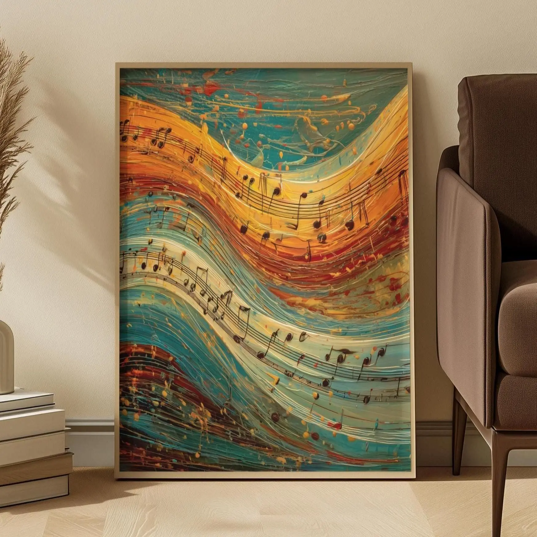 [SALE UP TO 40%] [Unframed] Abstract Music Print - Colorful Symphony Painting, Musical Notes