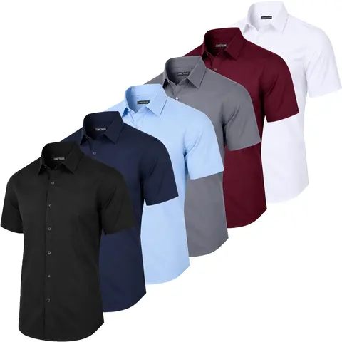 Men's Short Sleeve Stretch Dress Shirt (Sizes, S to 3XL)