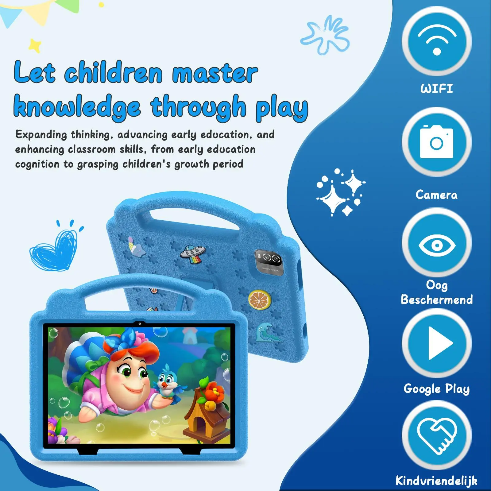 Kids Tablet 10 Inch Android 14 - Octa-Core 64GB Expandable With Parental Control & Detachable Strap