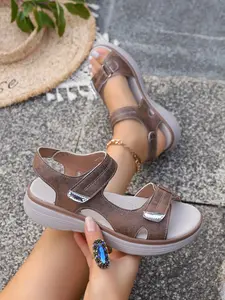 Women's Sporty Flat Sandals, Open-Toe Design, Comfortable Walking, Casual Style, Low Heel Wedge, Summer Shoes, Springfresh