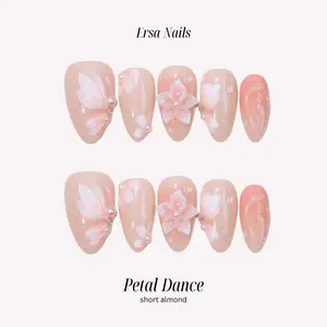 ErsaNails  Short Almond Handmade Press On Nails 10PCS Salon Quality Acrylic Reusable Strong Long Last