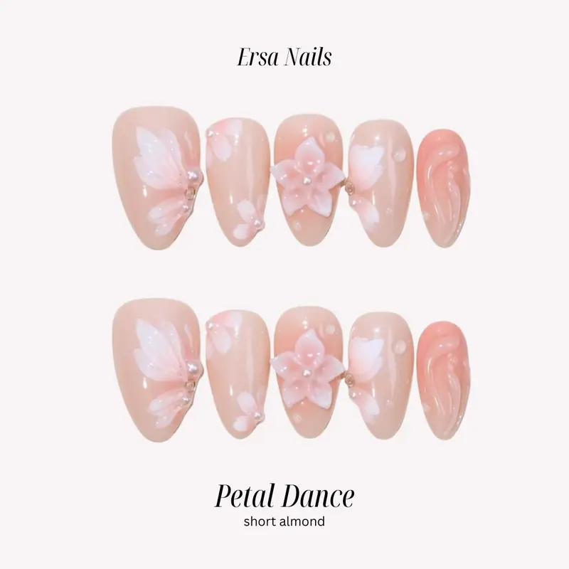 ErsaNails Short Almond Collection – Handmade Press-On Nails 10PCS | Acrylic, Reusable, Salon-Quality, Long-Lasting, Glossy Design
