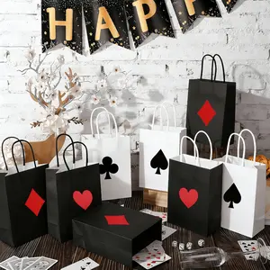 8pcs/16pcs Poker Theme Paper Gift Bags, Party Favor Pouches, Ideal for Poker Night, Game Night, Birthday Parties, Disposable Event Supplies