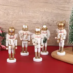 5pcs Wooden Nutcracker Soldier Christmas Decorations, 11.99cm Holiday Ornaments for Tree or Table Display, Festive Home Decoration Set