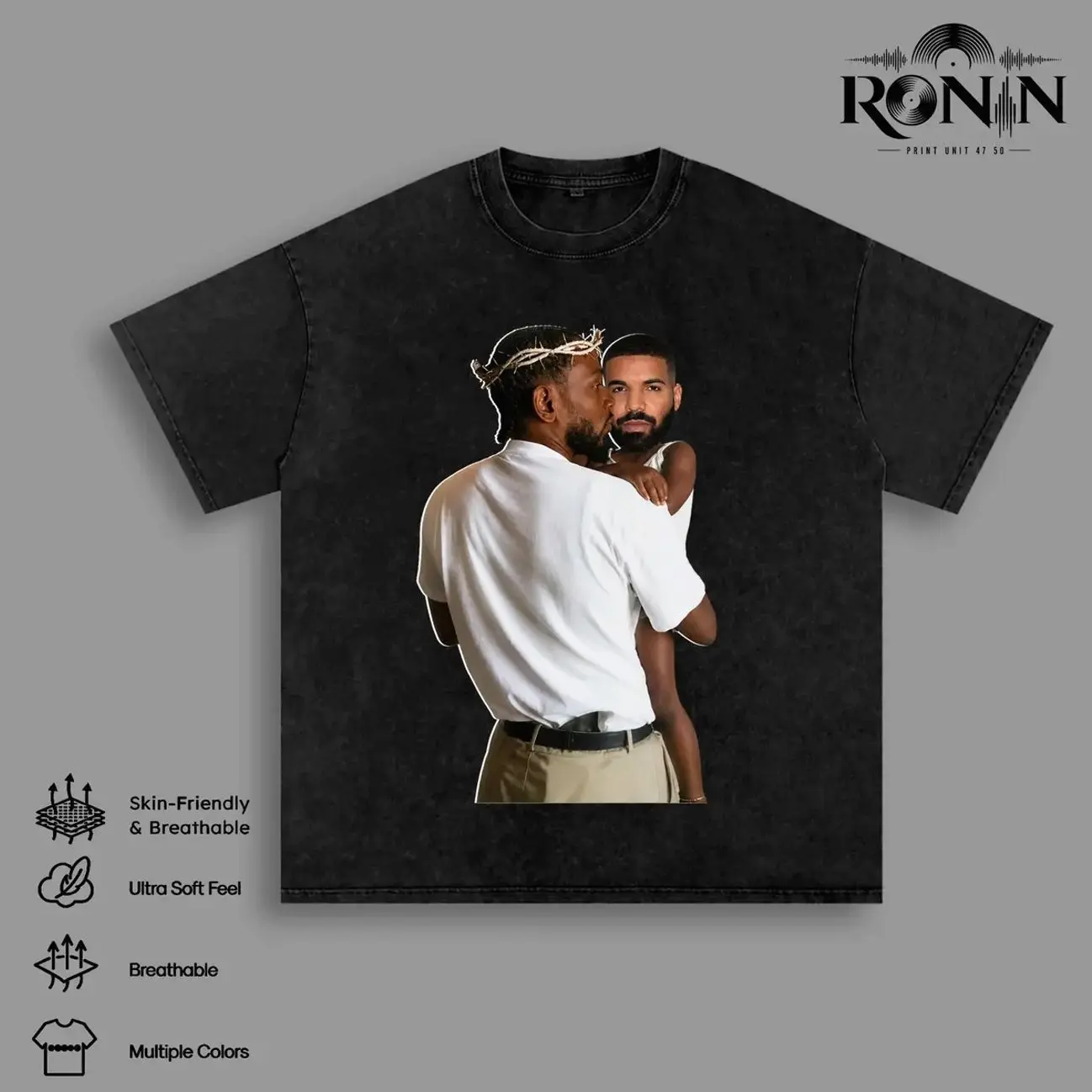 Kendrick x Drake Meme Vintage Washed Graphic T Shirt, Funny Hip Hop Rap Tee, Viral Internet Meme Shirt, Oversized Heavyweight Cotton Streetwear, Unisex Music Fan Gift Apparel 2NS