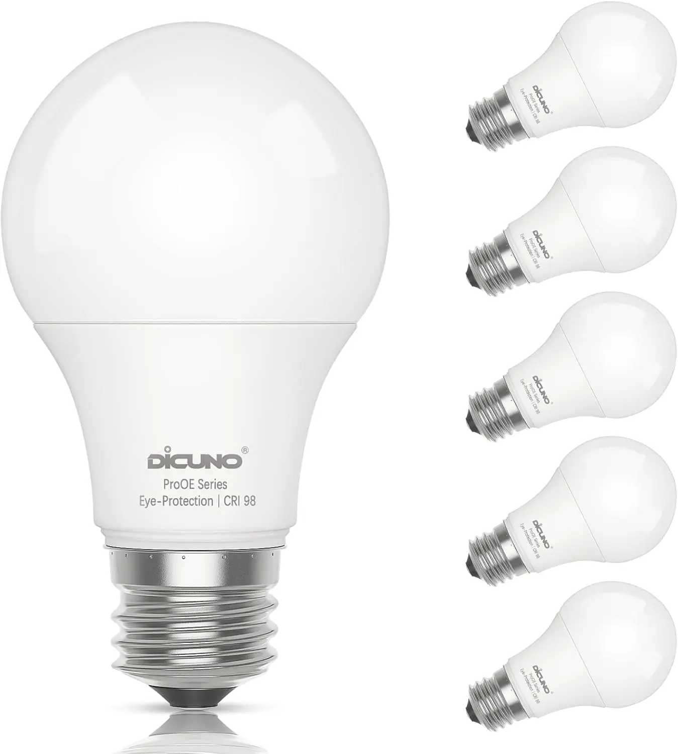 ProOE A19 LED Bulb 60W Equivalent, 3000K Warm White, CRI 98, 6-Pack| Type A LED Light Bulbs, 9W LED Bulb for Bedroom, Living Room, Non-dimmable, 100-240V, E26 Medium Base, Frosted