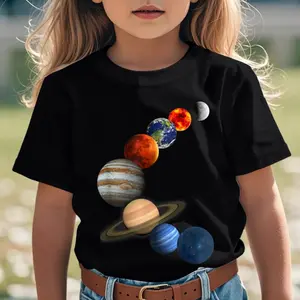 Solar System The planets in our galaxy Novelty Aesthetic Graphic Kid T-Shirt Casual Kid T Shirts Streetwear Tees Tops for Kid