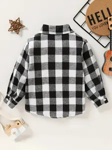 Baby Minimalist Checkered Long Sleeved Button Down Collar Shirt