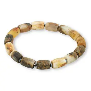 Amber Extraordinaire Smooth Marbled Amber Beaded Stretch Bracelet