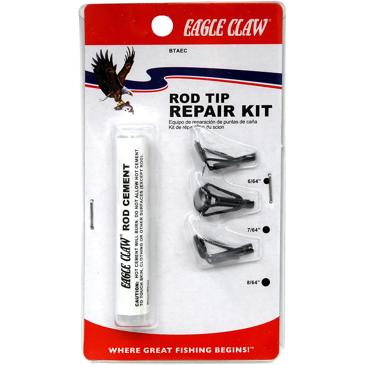 Eagle Claw Saltwater Fishing Rod Tip Replacement Kit, Replacement Rod Tips, Rod Maintenance