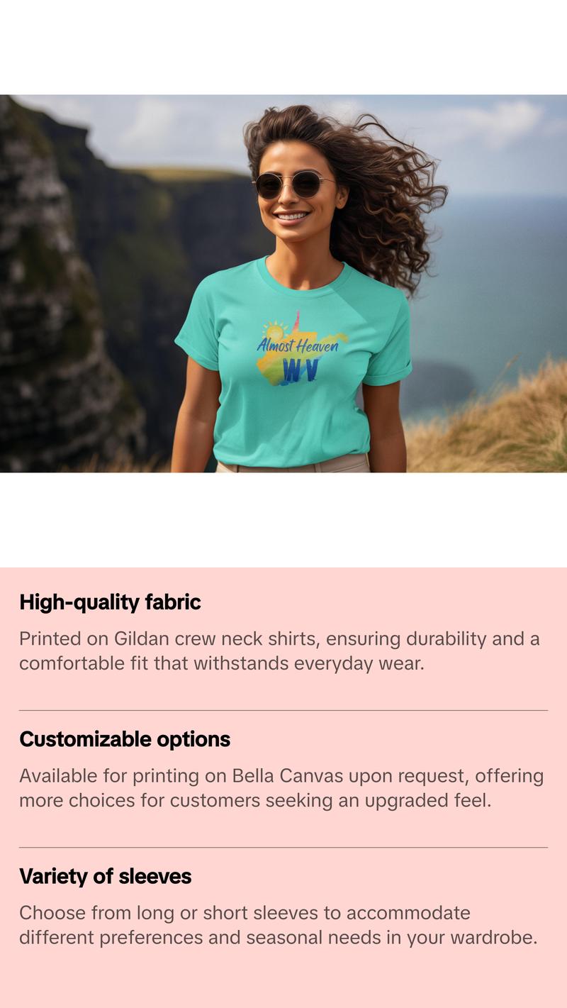 Almost Heaven WV Regular & Plus Long or Short Sleeve Graphic Tee