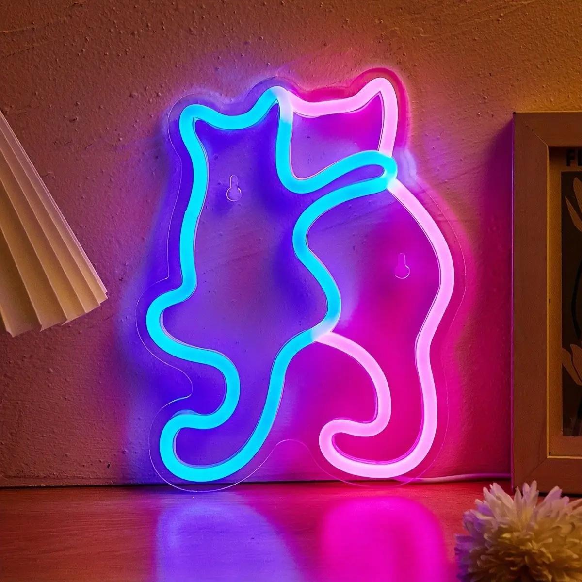 A Cat-Shaped LED Neon Light Powered by USB, Neon Sign, Home Decor Light, Perfect for Decorating Bedroom Walls; Suitable for Festivals, Parties, And Wedding Decorations.