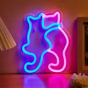 A Cat-Shaped LED Neon Light Powered by USB, Neon Sign, Perfect for Decorating Bedroom Walls; Suitable for Festivals, Parties, And Wedding Decorations.