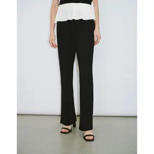 URBAN REVIVO 2026 Spring Women's Casual Elastic Waist Flared Trousers UWG640035 Elastic Waist Knitted Straight Pants WomensWear