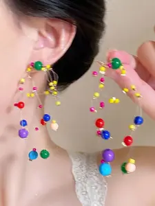 Boho Style Colorful Beads Decor Dangle Earrings, Fashionable Jewelry for Women & Girls, Trendy All-match & Exquisite Jewelry for Birthday Gift