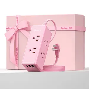 HONIZER Flat Plug Power Strip Surge Protector with 6 Outlets & 3 USB Ports (1 USB-C), 10FT/15FT Extension Cord for Home, Office, Desk, Dorm Room