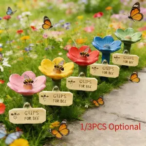 Flower-shaped bee feeder, outdoor hanging water feeder for gardens, beekeeping-specific feeding station, reusable water feeder for bees, butterflies, and hummingbirds