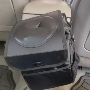 Car Trash Can with Lid & Storage Pockets, Large-Capacity Car Trash Bag, Leak-Proof Automotive Garbage Can, Multipurpose Car Storage Box, Car Storage Organizers