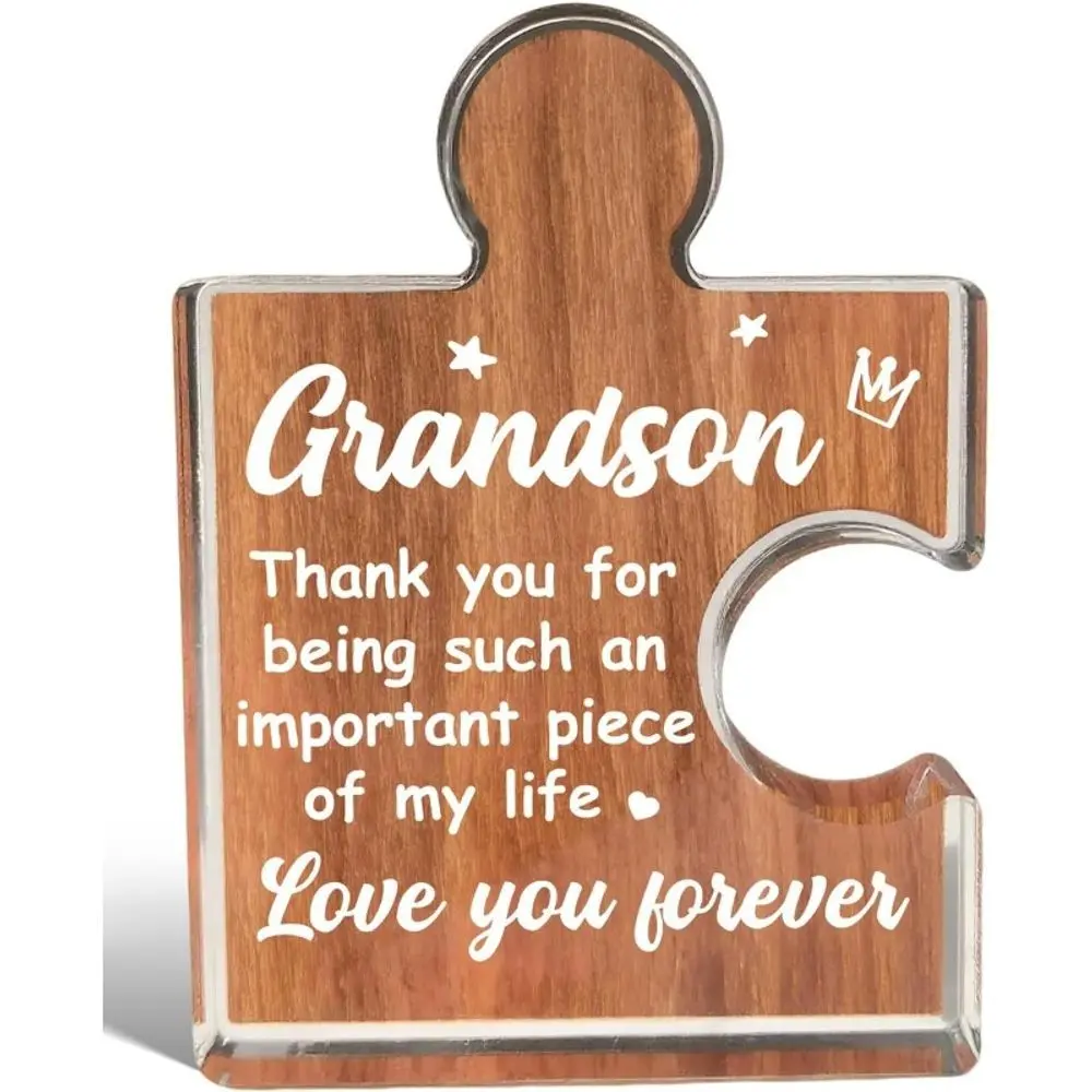 Acrylic Puzzle Piece Decorative Gift for Grandson, Ideal for Christmas & Valentine’s Day, Perfect Graduation/birthday Present From Grandparents