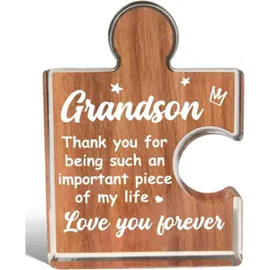 Acrylic Puzzle Piece Decorative Gift for Grandson, Ideal for Christmas & Valentine’s Day, Perfect Graduation/birthday Present From Grandparents