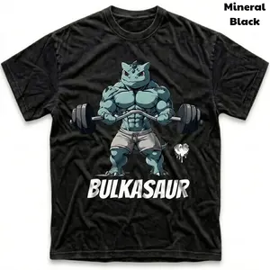Men's and Women's T-Shirt, Vintage Bulkasaur Gym Graphic Tee, Pokebon Bulbasaurr T-Shirt, Unisex Gift Manga Anime Tshirt, Gothic Grunge Y2K Emo Scene Amity Affliction Style Clothes Menswear Womenswear Streetwear