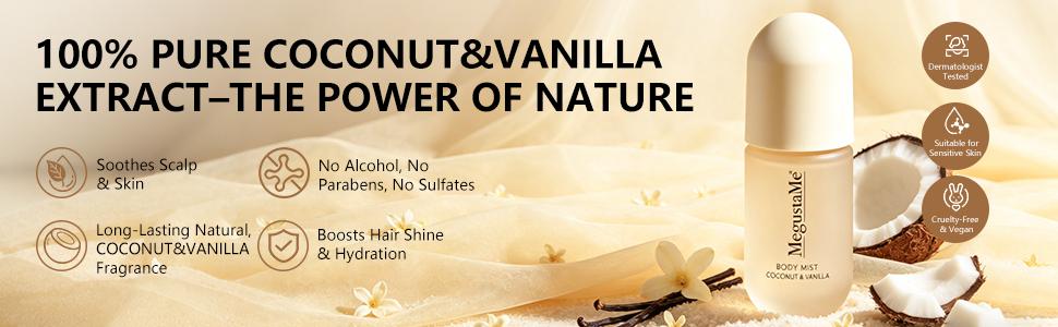 MegustaMe Coconut & Vanilla + Lilac Amber Hair & Body Mist Duo - 2-in-1 Spray for Hair & Skin - 100% Natural Extracts - No Buildup, Non-Greasy - Travel-Friendly - Refreshes & Hydrates Between Washes