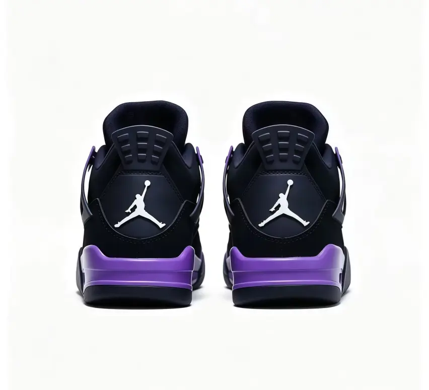 Black Suede with Purple Accents Mid-Top Retro Athletic Basketball Sneaker