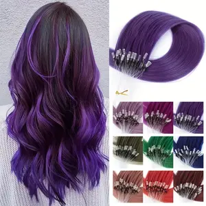 New Wholesale Arrivals 50pcs Micro Loop Hair Extensions - Natural Straight Human Hair, No Glue Needed & Easy Clip-In, Vibrant Red/Pink/Green/Blue/Purple/Gray Colors for Women’s Daily Style & Suitfor Halloween or Y2K style