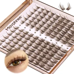 Brown Lash Clusters Wispy Eyelash Extensions Dark Brown Lash Extensions 10-16MM DIY at Home CC Curl Eyelash Clusters Natural Spiky Lash Individuals 120 Pcs Cluster Lash Pack