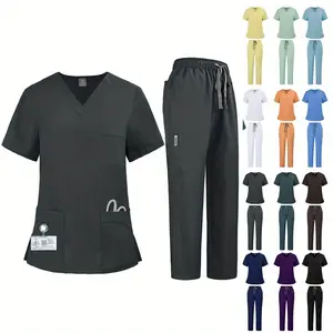 2 Piece Set Unisex Oversize Fast - Dry Stretchable Scrub Sets, Ideal for Healthcare Workers, 2pcs: Top & Bottom