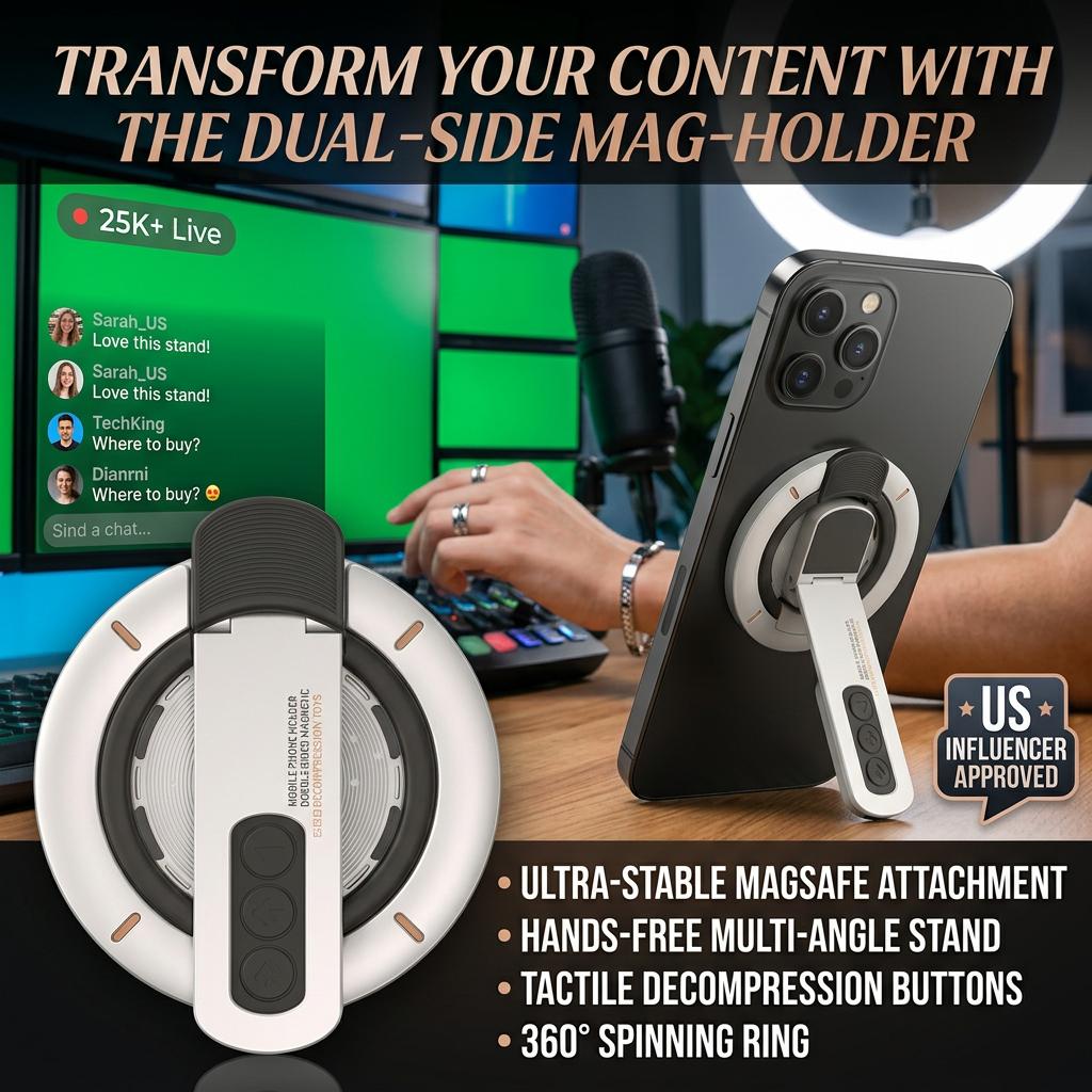 360°Rotation Magnetic Finger Ring Holder Double-Sided Magnetic Phone Grips Stand For  Phone