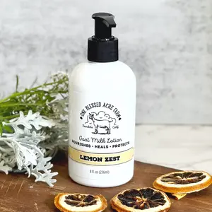 Lemon Zest One Blessed Acre Farm Goat Milk Lotion for Hands and Body - 8 Ounce Gentle Moisturizing