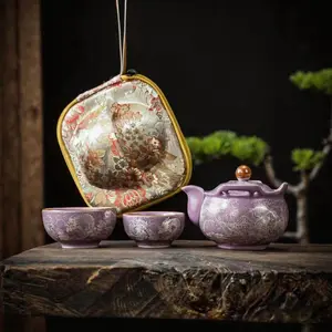 Handcrafted Jianzhan Ceramic Lidded Bowl Tea-Brewing Set Traditional Porcelain Travel Tea Set Elegant Gift for Tea Lovers