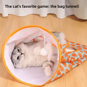 Cat Crinkle Tunnel & Burrow Bag - 3-Way Interactive Play Tube with Sound Paper - Foldable Hideaway Toy for Indoor Cats - Durable Chasing & Exercise Toy for Kittens