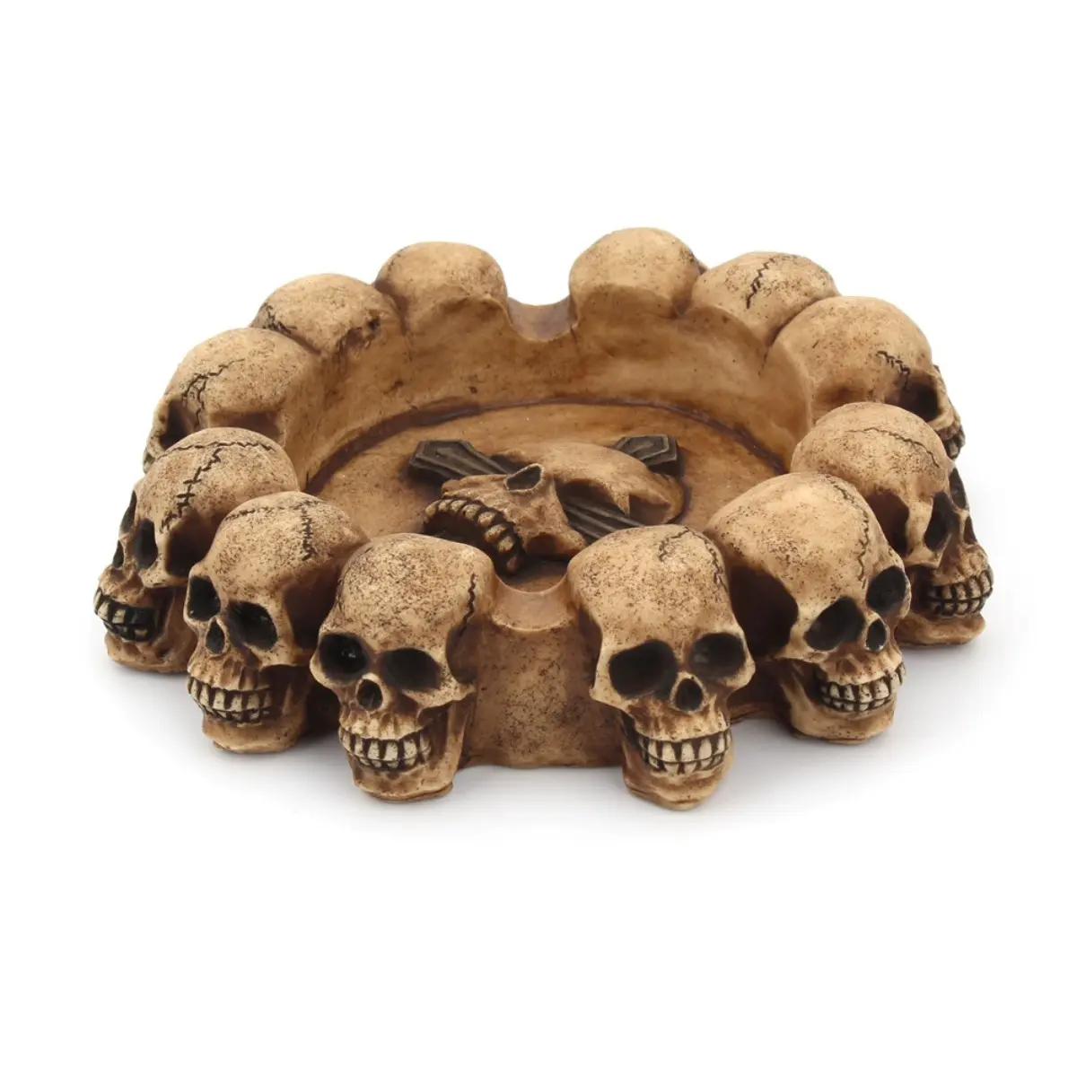 Perfect Gift for Goth Enthusiasts and Gamers, Collectible Cross Skull Resin Ashtray, Creative Home Decor, Man Cave Accessories, Hardcore Skeleton Art Ornament for Man Cave, Gaming Room Desk, Birthday Surprise for Boyfriend Husband