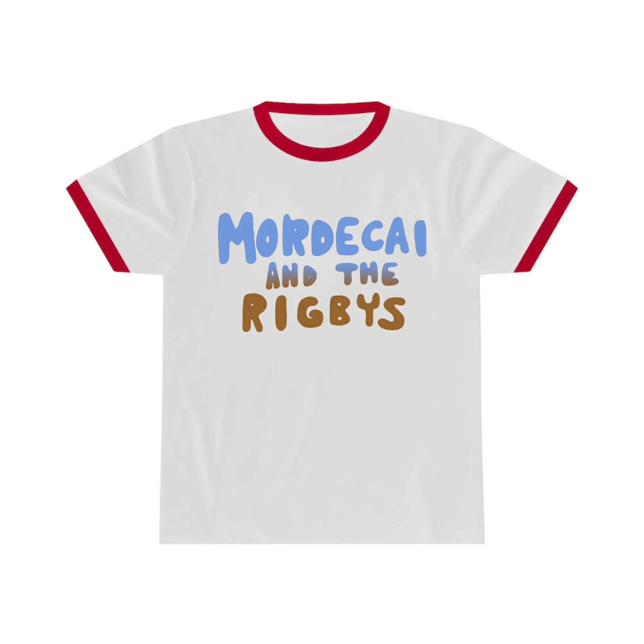 Mordecai and the Rigbys Ringer Tee, Unisex Ringer Tshirt, White Red Ringer Tee