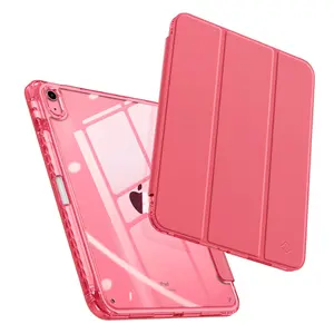 Fintie Slim Case for 2025 iPad A16 11th Gen & iPad 10th Gen, w/Clear Back, Pencil Holder, Auto-Wake/Sleep, Girly iPad Case, Pink iPad Case