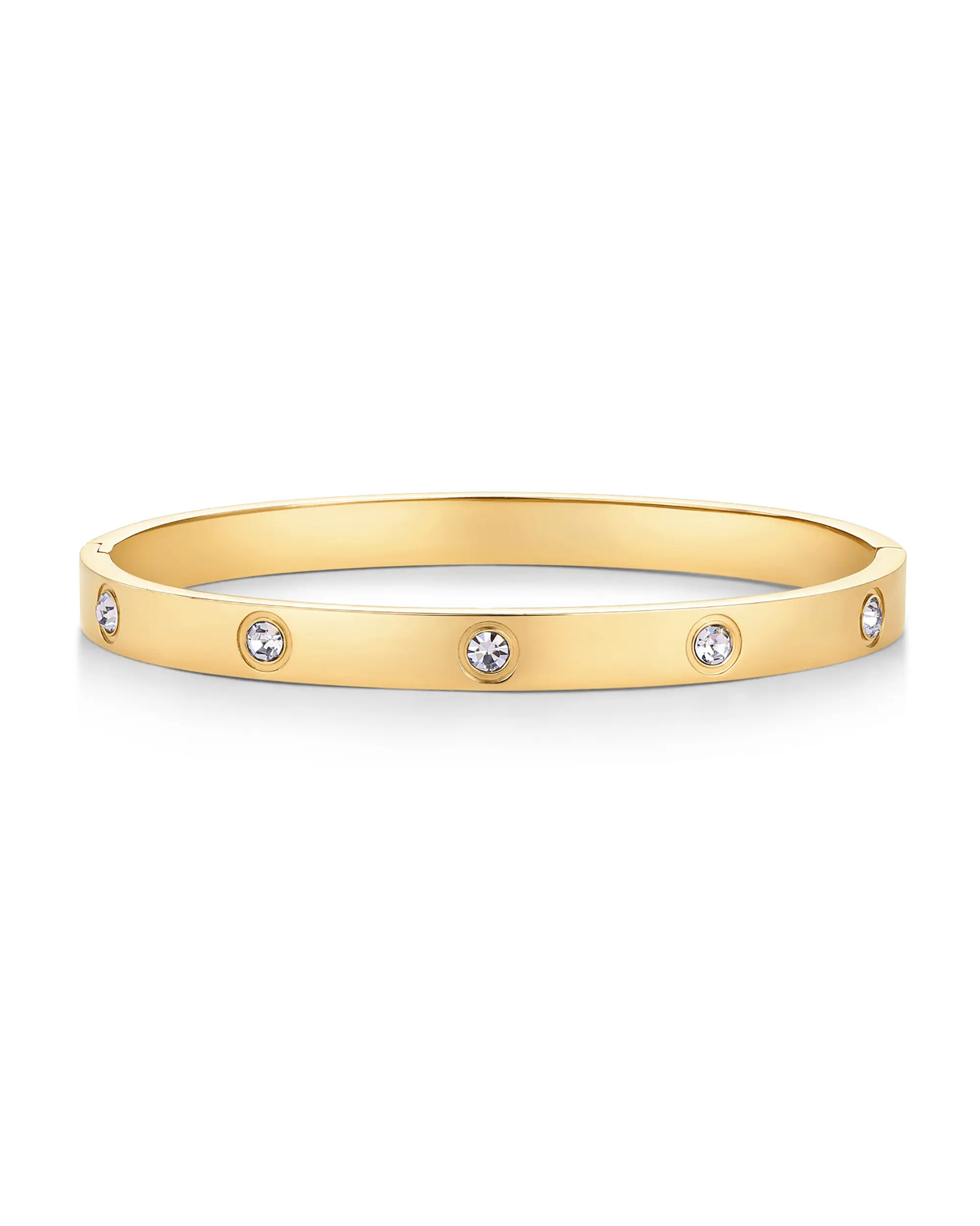 PAVOI 14K Gold Plated Love Bangle Bracelets for Women - Waterproof Stainless Steel Cubic Zirconia Hinged Bracelet Dupe