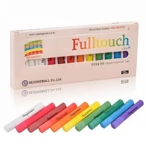 Hagoromo Fulltouch Color Chalk - Non-Toxic [12 Pcs/10 Color Mix] 1 Box, Dustless Washable Chalk for Kids & Professionals, Sidewalk & Blackboard