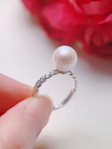 Elegant Freshwater Pearl Ring, Sterling Silver Adjustable Ring