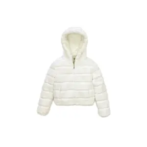 Winter White Hooded Teddy Fur Puffer