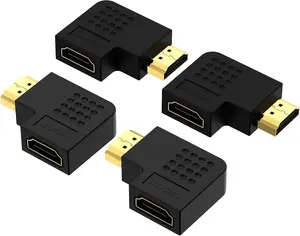 HDMI 90 and 270  Adapter 4-Pack, HDMI Right Angle Male to Female Vertical Flat Adapter L Shape Extender 3D 4K HDR Supported