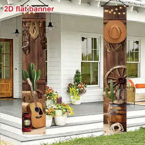 Western Cowboy Banner Set, 2pcs Western Party Decorations, Party Decoration Supplies, 12x70.8 Inch Outdoor Indoor Hanging, Durable Polyester Fabric, Easy to Hang