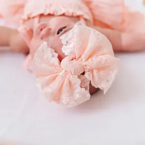 Baby Bling® Lace FAB® Skinny thin soft nylon headband with lace bow